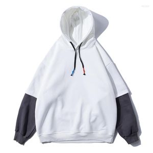 Erkek hoodies takılı gevşek kapüşonlu ve polar dikiş harajuku trend artı kalın kazak erkekleri