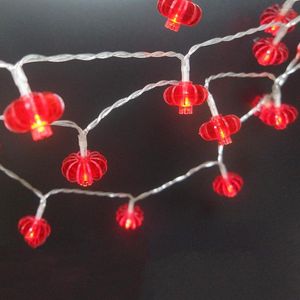 Strings Tradição de estilo chinês Red Lanterna LED String Light Powerd By Battery Festival/ Party Decoration Year Decorativa