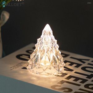 Masa lambaları Led kristal masa lambası koni şekilli romantik elmas atmosfer gece lambası düğün Noel kafe ev dekorasyonları
