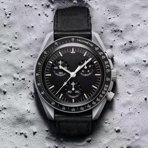 Planeta biocerâmico Lua homens relógios de alta qualidade Função completa Designer cronógrafo relógios missão para Mercury 42mm Nylon Relógios Quartz relógio Relogio Masculino