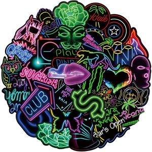 50pcs neon tarzı çıkartmalar neon ışık su geçirmez vinil çıkartma dizüstü bilgisayar sticker için su şişesi telefon bilgisayarı bagaj gitar banyo grafiti l50-98