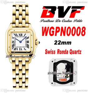 BVF WGPN0008 Швейцарская Quartz Quartz Ladies Watch 22 мм 18K желтого золота белый циферблат черный римский браслет из нержавеющей стали женские часы Super Edition Puretime C3