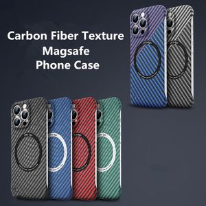 Случаи сотового телефона Магнитная магсафа углеродного волокна Текстура многоцветная полностью пакетная ПК с жесткой оболочкой для iPhone 14 плюс 13 12 11 Pro Max