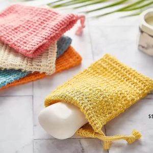 Exfoliating Mesh Bags Pouch For Shower Body Massage Scrubber Natural Organic Ramie Soap Saver Bag Loofah Bath JNB16403