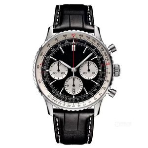 Мужские кварцевые часы 50 мм с кожаным ремешком, синие, черные, высококачественные сапфировые часы, супер яркие, роскошные часы Montreux с ремнем