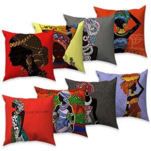 Подушка с печеночным декоративным корпусом этнический африканский стиль женский печатный печатный повол для домашнего декора диван текстильной бухты