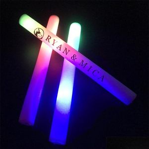 Украшение для вечеринок 30 шт. RGB светодиодные светящиеся палочки для освещения пенопластовая палочка для свадебного концерта на день рождения индивидуальные Y201015336D Dhuzr