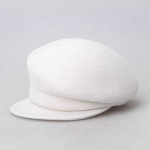 Top Kapaklar 2021 Japon ve Kore Avustralya Yün Beyaz Cloche Hat Düzensiz Newsboy Cap Lady Chic Bereliler Kadınlar Fötr Şapkalar L221022 Keçe