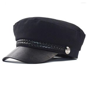 Visorlar Kadın Deniz Kuvvetleri Şapka Avrupa Tarzı Vahşi Beret Sekizgen Kap İngiliz Moda Kapakları Siyah Şapkalar Kahverengi Sanatçı