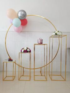 5 pezzi 7 pezzi oro lucido decorazione di nozze prato all'aperto fiore piedistalli tavolo corridoio cerchio di ferro festa di compleanno arco fondali palloncino fusciacca giocattoli artigianato floreale