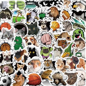 50pcs sevimli komik 3d görsel hayvan çıkartmaları kedi köpek grafiti çocuk oyuncak kaykay araba motosiklet bisiklet çıkartma çıkartmaları toptan