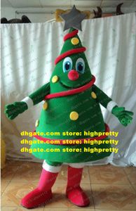 Jubilant Yeşil Noel Ağacı O Tannenbaum Noel Maskot Kostümü Yüksek Yeşil Koni Vücut Grisi Beş Sonuç Yıldız No.5708 Ücretsiz Şi