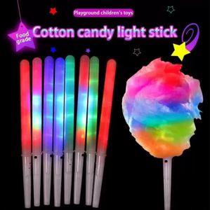 Noel Süslemeleri LED Işık Pamuk Şeker Konileri Renkli Parlayan Marshmallow Sticks Sweaty Renkli Parçalı Çubuk Toptan