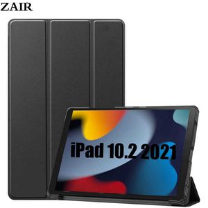 Estojos para Tablet PC Bolsas Funda ipad 10.2 2021 Estojo de couro PU com três dobras ebook para iPad 9 10.2 Capa para tablets Capa de suporte de 9ª geração W221020