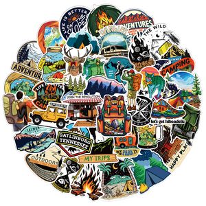 50Pcs Outdoor Hiking Camping Adventure Nature Stickers Pack Автомобильный велосипед Багажный стикер Ноутбук Скейтборд Мотор Бутылка с водой Наклейка L50-321