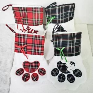 Yeni Kedi Köpek Pençe Stocking Noel Çorap Dekorasyon Kar Tanesi Ayak İzi Deseni Noel Çorapları Çocuk Toptan İçin Elma Şeker Hediye Çantası