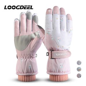 Ski Gloves LOOGDEEL Full Finger Non-slip Waterproof Touch Screen Warm Plus Velvet Outdoor Sports Cycling ing Women Men L221017