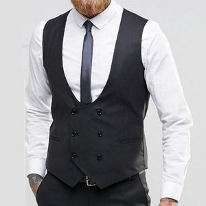 Erkek yelek çift göğüslü ince fit yelek erkekler için tek parça siyah takım yeleği özel erkek moda giysileri ceket varış