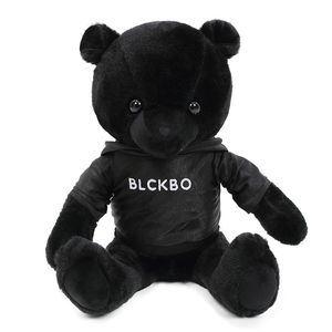 Brinquedos de pelúcia de urso preto vestido de 30 cm com capuz para crianças, presentes de Natal, pelúcias