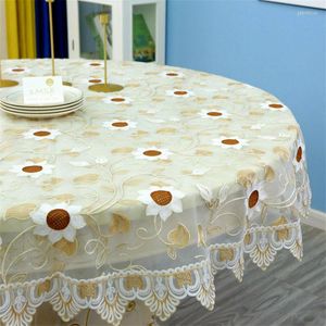 Masa bezi dantel masa örtüsü pastoral yuvarlak kat yemek bezleri ev nakış kapağı gül altın dekorasyon ev havlusu