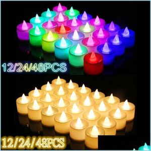 Свечи свечи 122448pcs Flamess Led Led Tealight Teailt Wedding Light Romantic Lights для украшений на день рождения 220928 Drop Dealive DHW7B