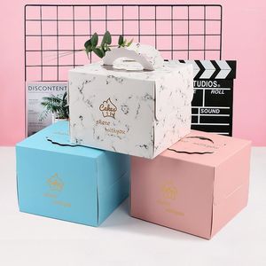 Праздничные поставки 5pcs Golden of European Style Portable Cake Box Dritety Dirthing Square Оптовая выпечка Оптовая выпечка