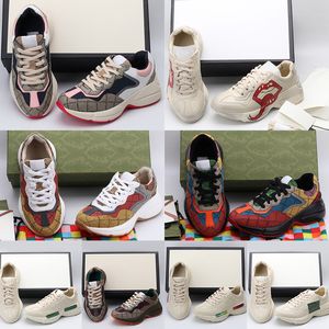 Ayakkabı Lüks Chaussures Bayanlar Bej Rhyton Spor Sneaker Erkek Eğitmenler Vintage Çilek Dalgası Büyük Ağız Tiger Sıçan Desen Kadın Tasarımcılar