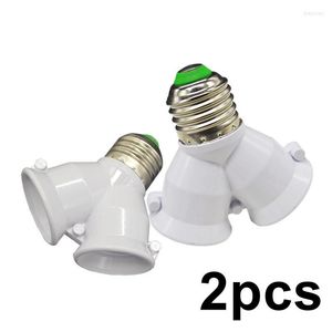 Lamp Holders 2PCS 2 In 1 Double E27 Socket Base Extender Splitter Converter Plug Halogen Light Bulb Holder Copper Contact Adapter