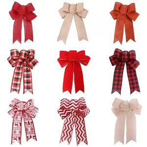 Decorações de Natal de Burlap Bow Holiday Gift Tree Decoration Bows 9 Cores 1021