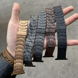 Karbon Fiber Desen Çelik Bilezik Metal Kayışı Apple Watch 41mm 45mm 40mm 44mm 38mm 42mm 49mm Iwatch Serisi 8 7 6 5 SE 4 3 Saat Bant Aksesuarları