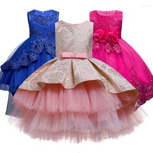 Kız Elbiseler 2022 Satış Gerçek Çocuk Kızlar Zarif Düğün Çiçek Elbisesi Prenses Partisi Pageant Resmi Uzun Kolsuz Dantel Tül 2-14 Y