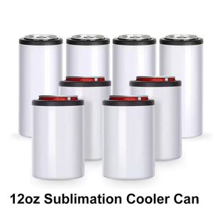 12oz Universal 4 in 1 Slim Biergläser, doppelwandiger Edelstahl, vakuumisoliert, Sublimationsrohling, Kühldose