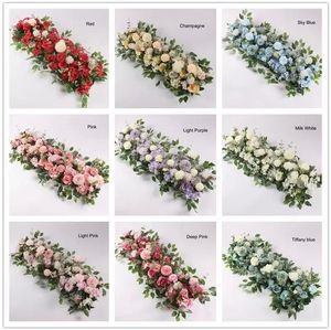 50cm DIY Artificial Decorative Flower Row Acanthosphere Eucalyptus Wedding Home Background Decor Flowers Rose Peony Hydrangea Plant Mix Arch Table Decoration