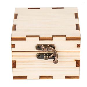 Смотреть коробки деревянные подарочные коробки Square Lock Nature Gifts Бронзовый рог ювелирные украшения хранилище