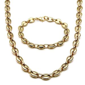 Серьги ожерелья установите браслет из нержавеющей стали кофейная зерновая цепь для мужчин Collier Homme Gold Black Color Chains MS101