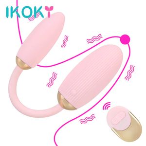 Güzellik Ürünleri Ikoky 10 Frekans Klitoris Stimülatörü Seksi Oyuncak Kadınlar için Dildo G-Spot Masaj Uzaktan Kumandırı Çift Kafa Titreşimli Yumurta