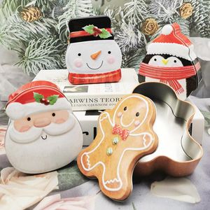 Depolama Şişeleri Noel zencefilli şeker kutusu demir teneke plaka Noel hediye paketi kurabiyeleri kavanoz neşeli süsleme yılı dekorasyon