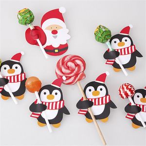 50pcs / lot karikatürleri Noel Baba kağıt lolipop kartları DIY lolipop hediye paketi Dekor Noel Dekorasyonu 2022 /2023 Navidad Yeni Yıl FY3992 C1024