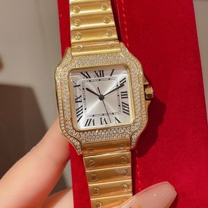 Santos Tasarımcı Diamond Watch Womens Watchs 35 mm kuvars kadın izle bayan sayacı resmi kopya bilek saati bayanlar kıdemli hediye 591a