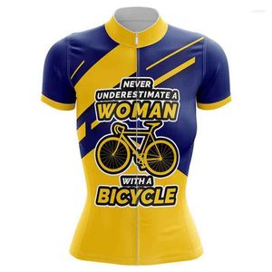 Jackets de corrida 2022 Jersey de ciclismo Jerseys de bicicleta curta Time Pro Team Fietskled Dames Top Sportswear Shirt Summer Yellow