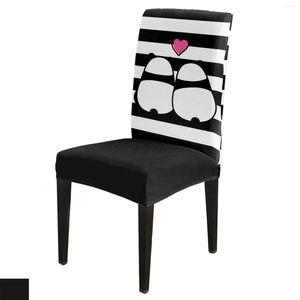 Sandalye Siyah ve Beyaz Çizgiler Panda Lover Cover Yemek SPANDEX STRING STRING EVİ OFİS DEKORATION MASA SETİ SET