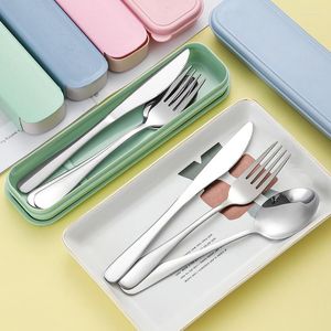 Dinnerware Sets 410 Stainless Steel Knife Fork And Spoon 3 Piece Set Steak Gift Portable Dinner Western Restaurant