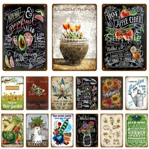 Enjoy Our Garden Kitchen Flowers Metal Painting Farmhouse Home Retro Wall Painting Art Decor Beer Wine Farm Party Poster 20cmx30cm Woo