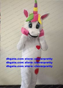 Beyaz Unicorn Rainbow Pony Uçan At Maskot Kostümü Yetişkin Karikatür Karakter Kıyafet Takım All Saints 'Günü Albümü CX2051