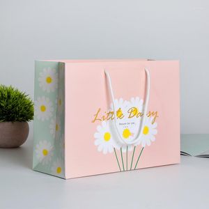Подарочная упаковка 10 % высококачественная бумажная сумка Kraft Cute Little Daisy с ручкой магазин одежды магазин одежды для косметики Упаковка ювелирных изделий
