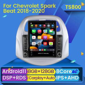 Android 11 Car DVD Радиоплеер для Chev Spark Beat 2018 2018 2020 Tesla Style GPS Multimedia Multimedia Video Stereo CarPlay Auto Bt