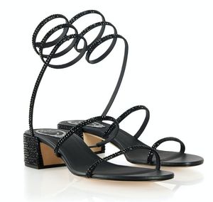 Perfekte Rene Cleo Sandalen Schuhe Damen Glitzersohle Caovillas Lady Party Hochzeitskleid Wicklung Knöchelriemen Spirale Kristall Gladiator Sandalen Sexy Pumps EU43