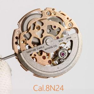 Watch Repair Kits Customized Cal.8N24 Standard Automatic Mechanical Movement Rosegold Miyota 8N24 Skeleton Mechanism 21 Jewels Personality