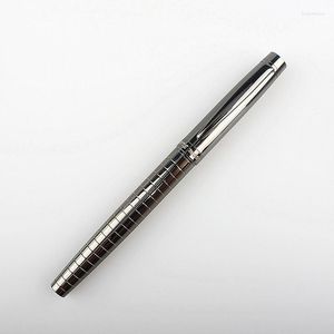 Lüks Metal Gri Çapraz Çizgi Iş Ofis 0.5mm Uç tükenmez kalem Yüksek Kaliteli Okul Malzemeleri Kırtasiye