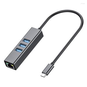 USB3.0-Gigabit RJ45 Ethernet Kart Tip-C Ağ Kablo Dönüştürücü USB Hub Dört